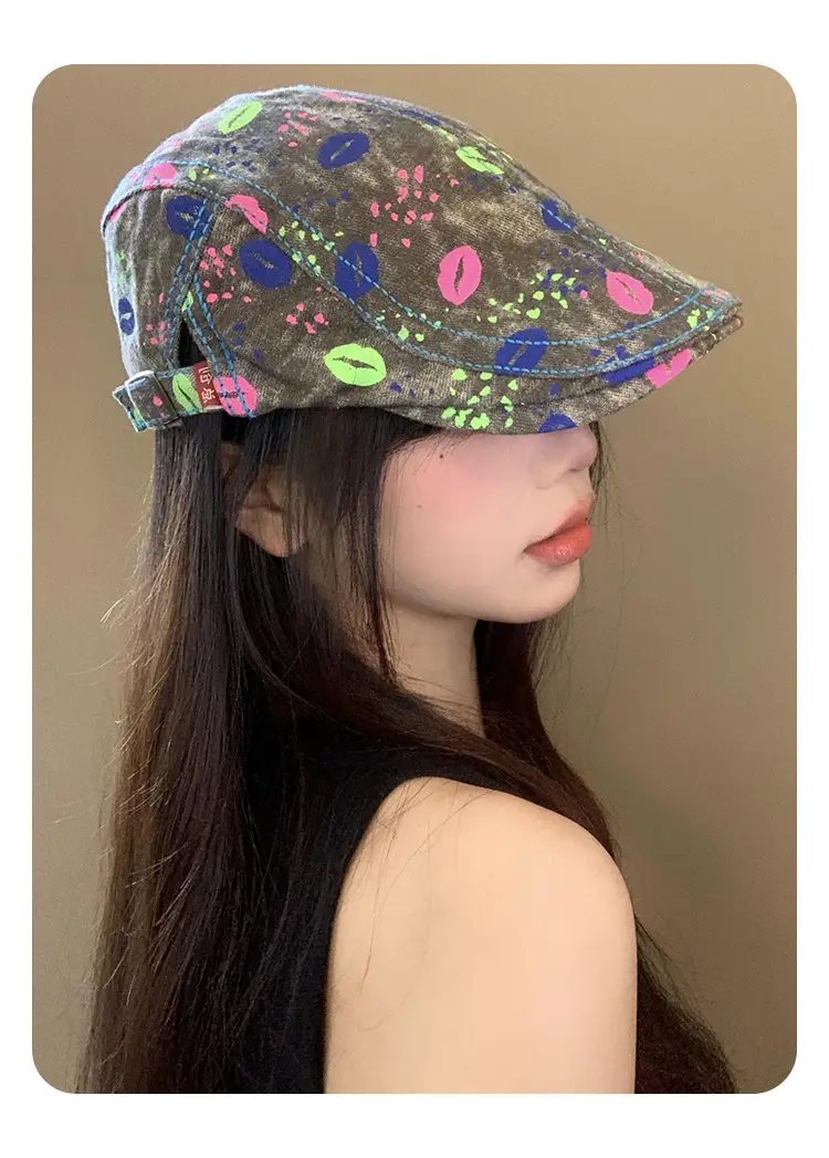 Summer Denim Graphic Cap Forward College Student Style — feature 4