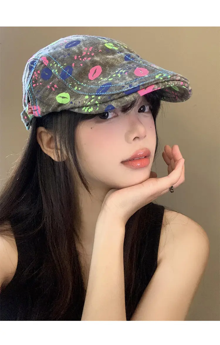 Summer Denim Graphic Cap Forward College Student Style — feature 7