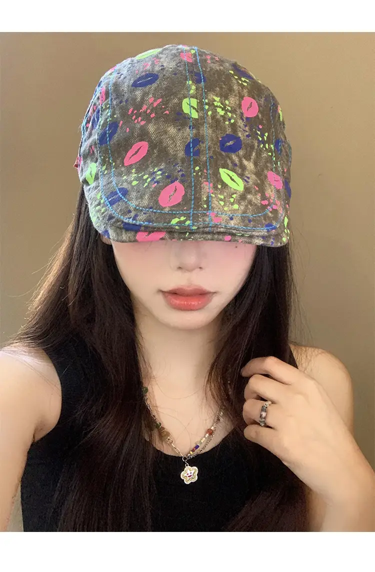 Summer Denim Graphic Cap Forward College Student Style — feature 8