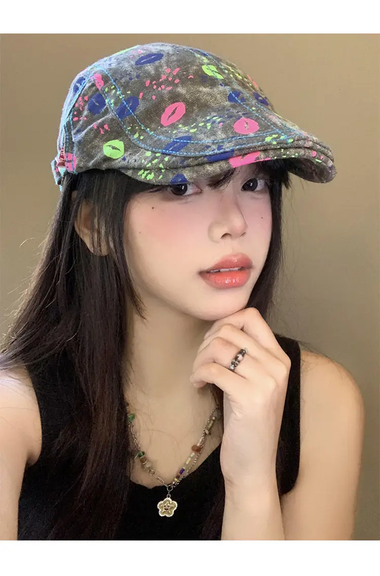 Summer Denim Graphic Cap Forward College Student Style — feature 9