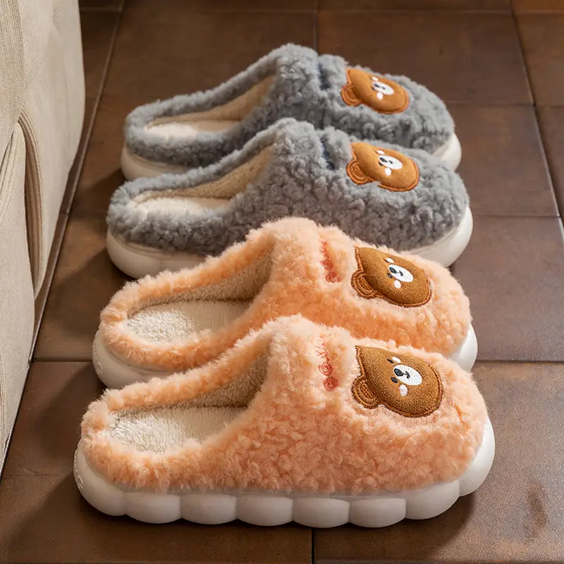 2025 Women Cotton Warm Cartoon Slippers Winter Fleece Lined - Image 8