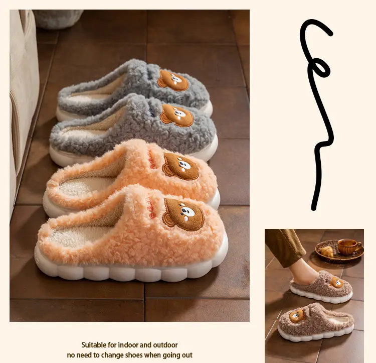 2025 Women Cotton Warm Cartoon Slippers Winter Fleece Lined — feature 18
