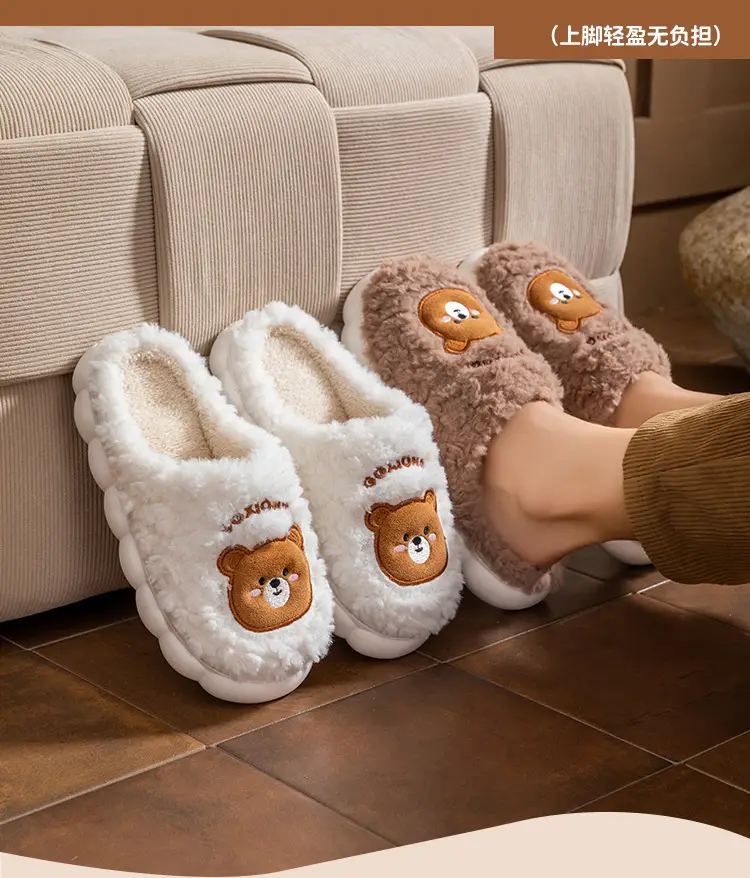 2025 Women Cotton Warm Cartoon Slippers Winter Fleece Lined — feature 3
