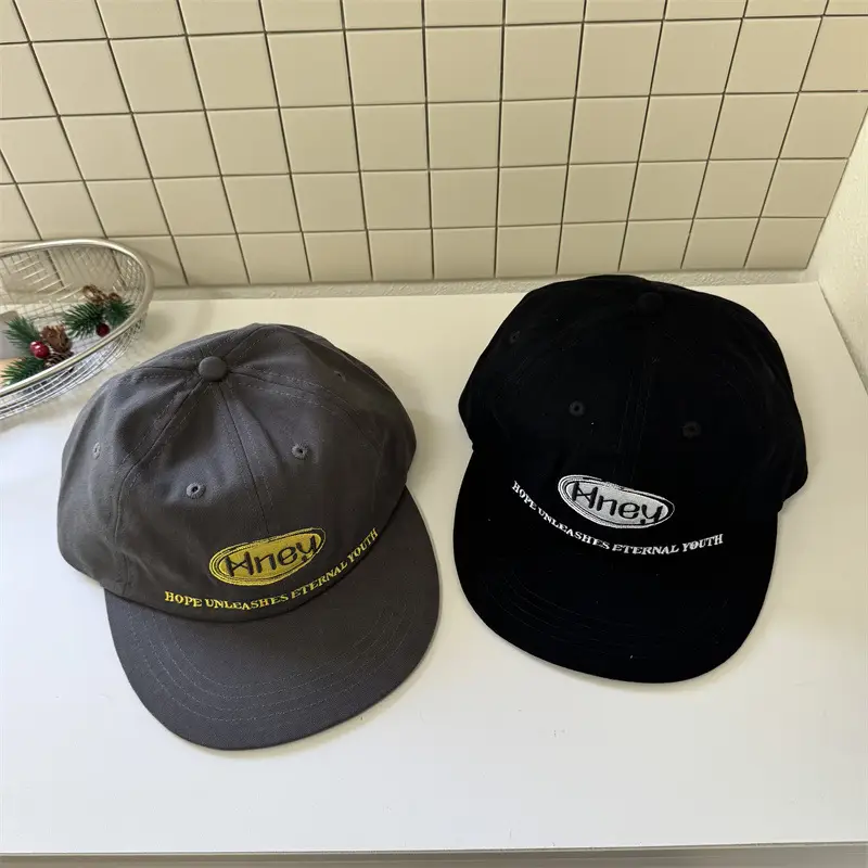 Women Black Embroidered Baseball Cap Large Logo Clothing Accessories