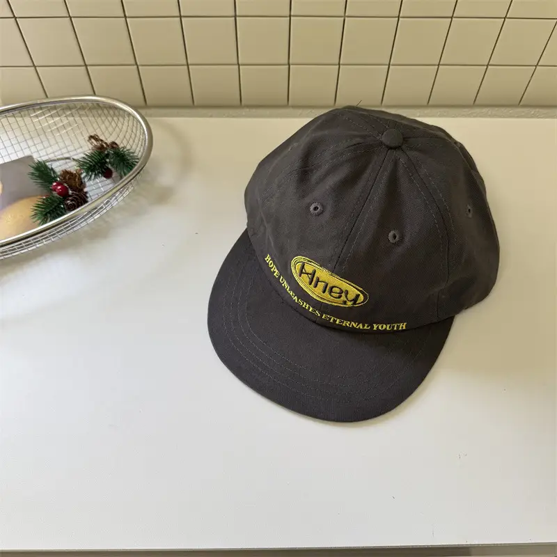 Women Black Embroidered Baseball Cap Large Logo Clothing Accessories