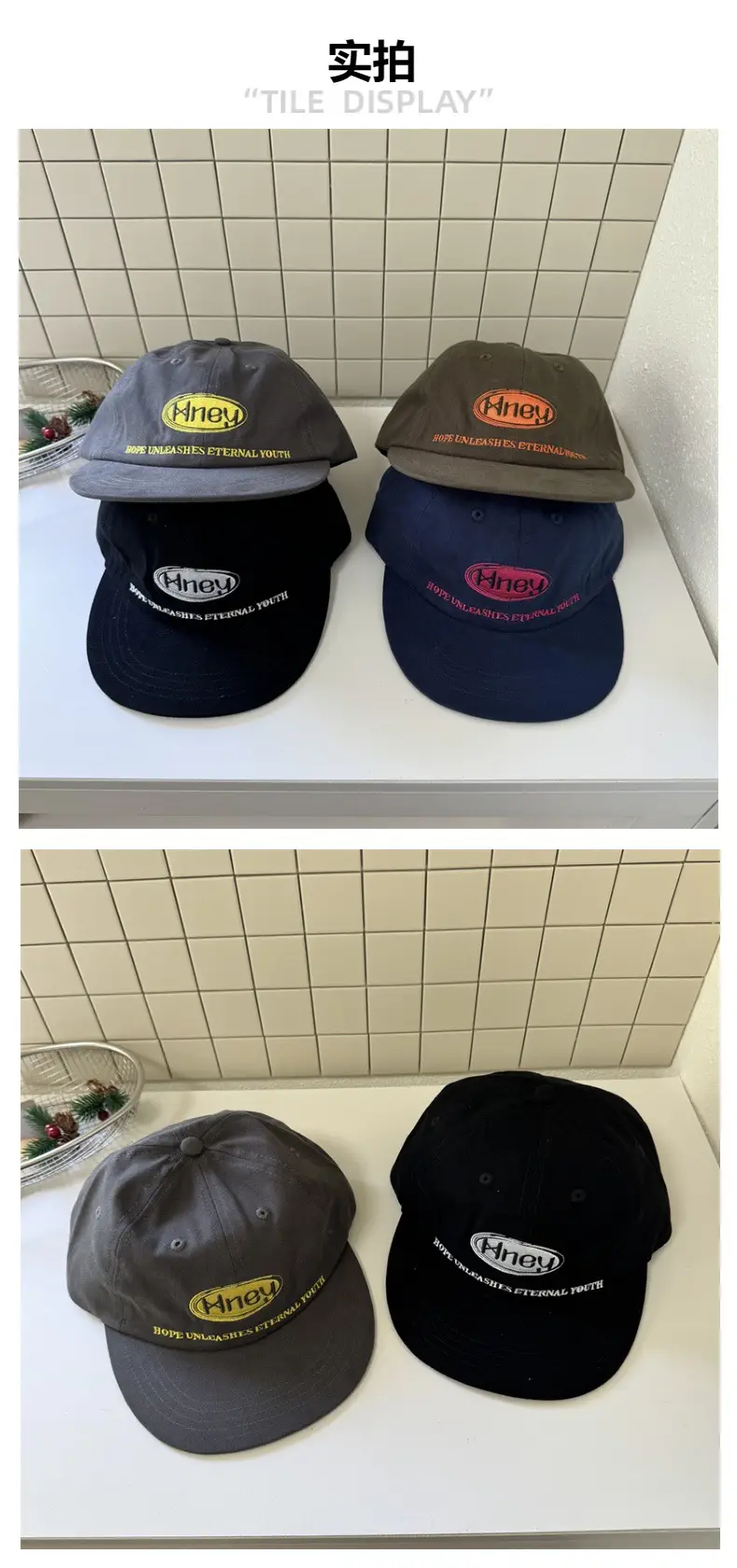 Women Black Embroidered Baseball Cap Large Logo Clothing Accessories — feature 2