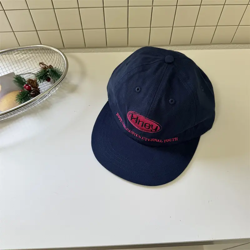 Women Black Embroidered Baseball Cap Large Logo Clothing Accessories