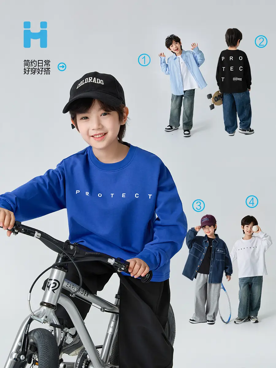 Blue Long Sleeve T-Shirt for Boys with "PROTECH" Print - Image 7