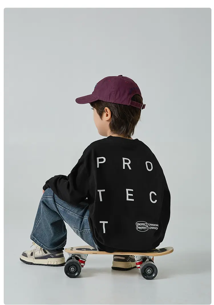 Blue Long Sleeve T-Shirt for Boys with "PROTECH" Print — feature 10