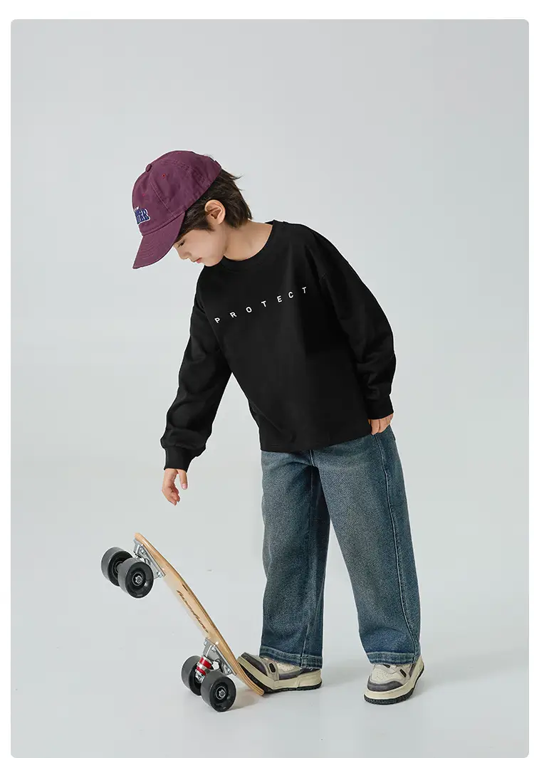 Blue Long Sleeve T-Shirt for Boys with "PROTECH" Print — feature 11