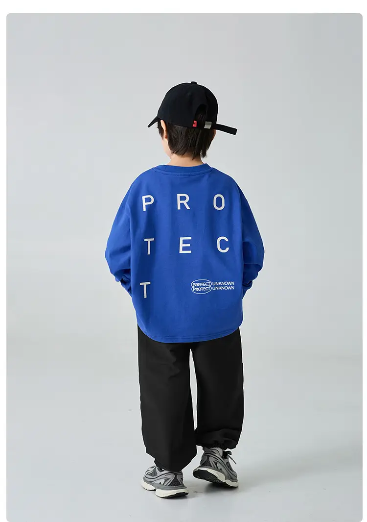 Blue Long Sleeve T-Shirt for Boys with "PROTECH" Print — feature 13