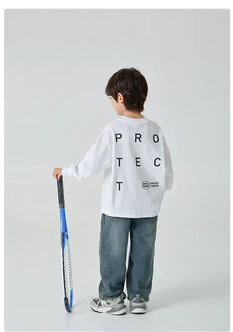 Blue Long Sleeve T-Shirt for Boys with "PROTECH" Print — feature 9