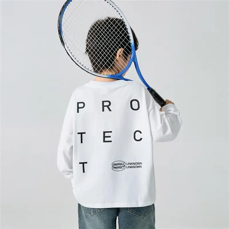 Blue Long Sleeve T-Shirt for Boys with "PROTECH" Print - Image 3