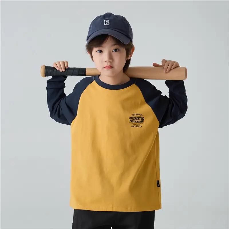 Haima Boys Pure Cotton Letter Print Long Sleeve T-Shirt - Image 2