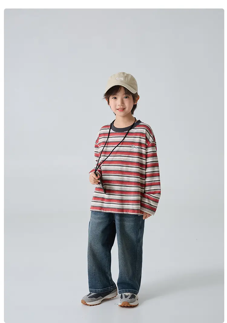 Haima Boys Striped Long Sleeve T-Shirt Spring Outfit — feature 11