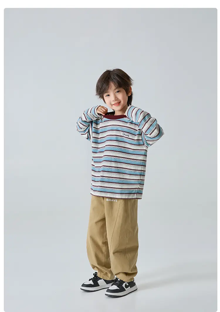 Haima Boys Striped Long Sleeve T-Shirt Spring Outfit — feature 9