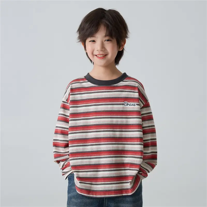Haima Boys Striped Long Sleeve T-Shirt Spring Outfit - Image 2