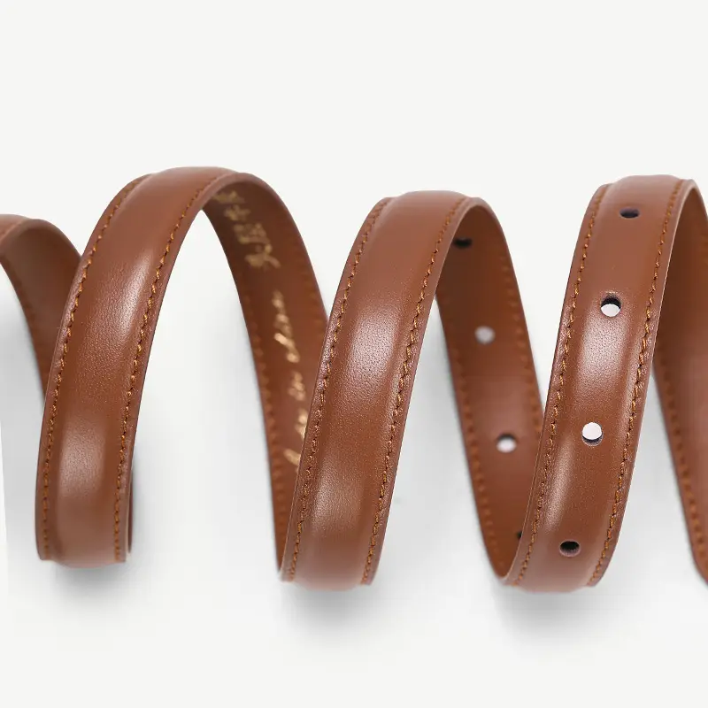 Women's Red Leather Belt with Silver Buckle - Image 9