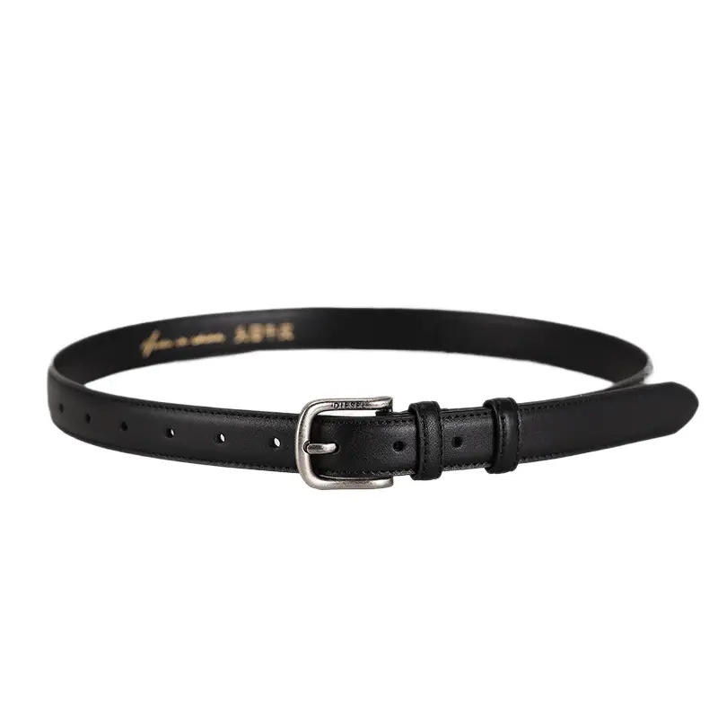 Women's Red Leather Belt with Silver Buckle - Image 11