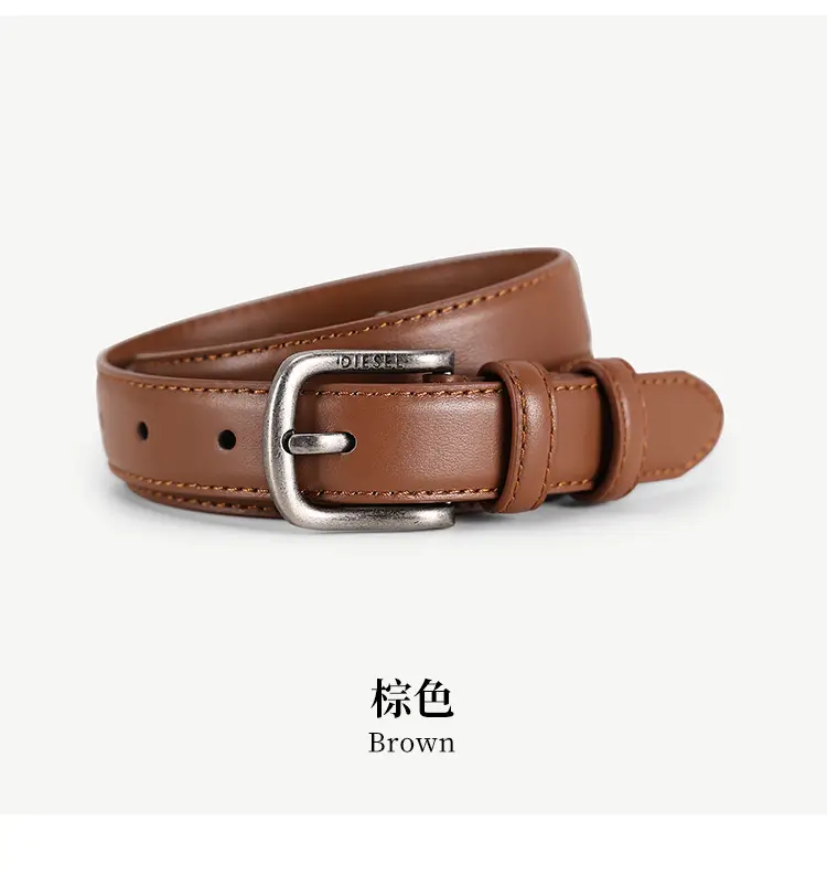 Women's Red Leather Belt with Silver Buckle — feature 16