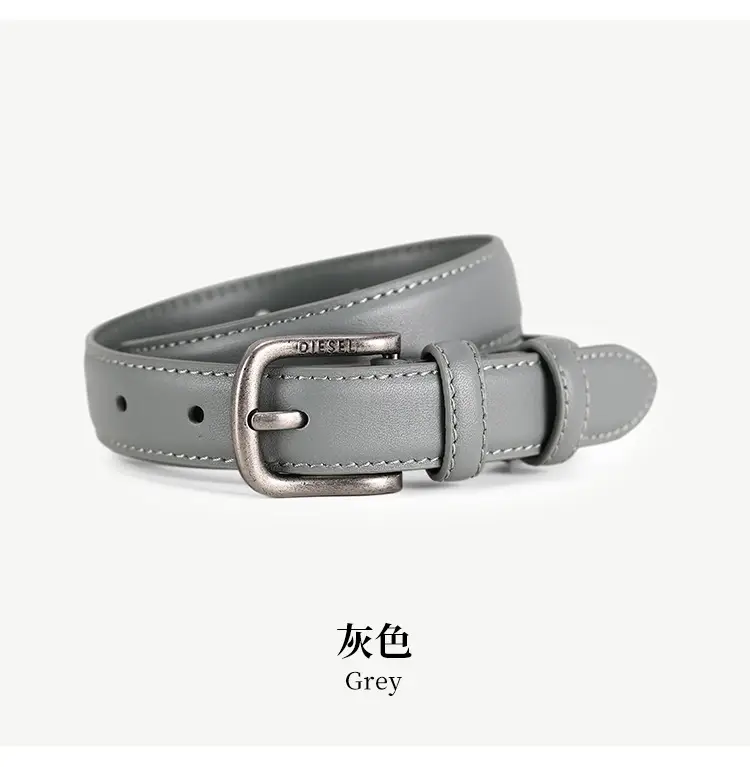 Women's Red Leather Belt with Silver Buckle — feature 19