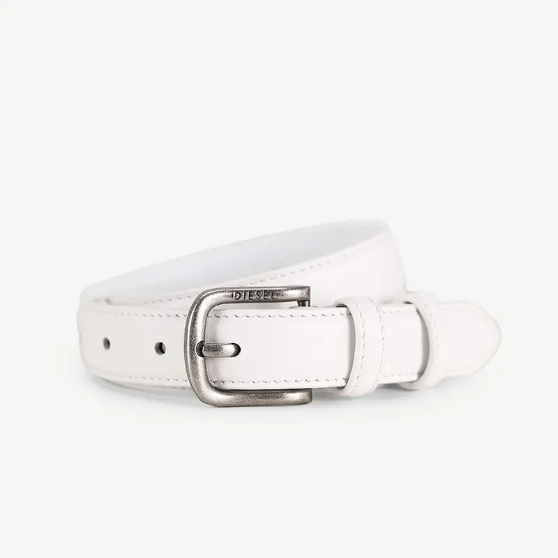 Women's Red Leather Belt with Silver Buckle - Image 2