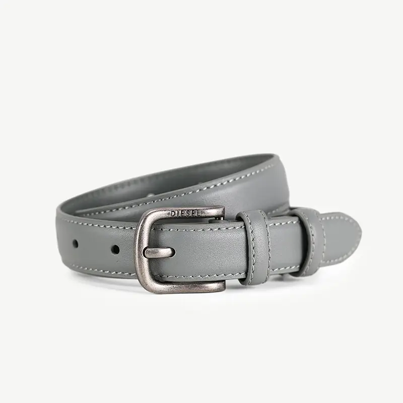 Women's Red Leather Belt with Silver Buckle - Image 3