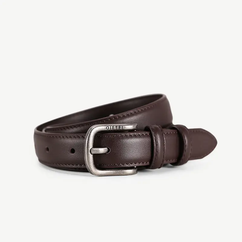 Women's Red Leather Belt with Silver Buckle - Image 5