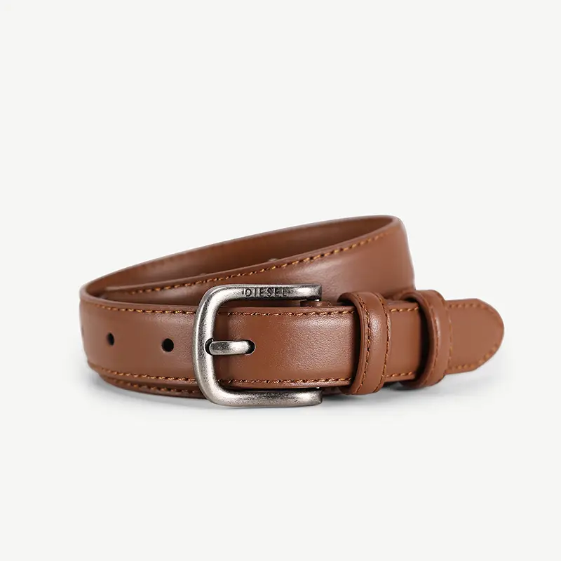 Women's Red Leather Belt with Silver Buckle - Image 6