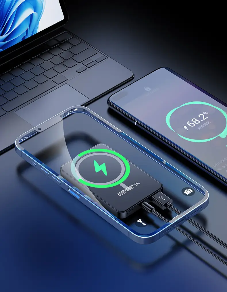 Cross-Border Magsafe Magnetic Wireless Power Bank 10000 Mah Ultra-Thin Fast Charging Mobile Power Supply Logo Printing — feature 14