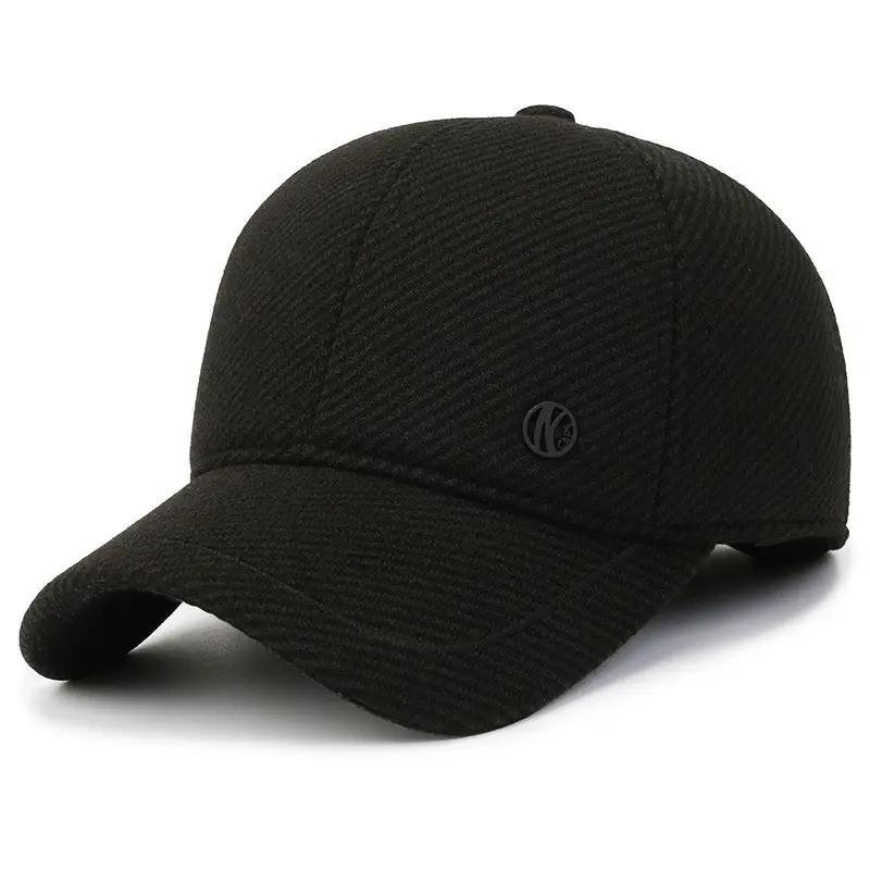 Men's Black Wool Baseball Cap for Winter Warmth - Image 5