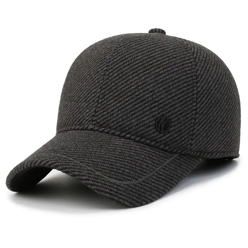 Men's Black Wool Baseball Cap for Winter Warmth - Image 6