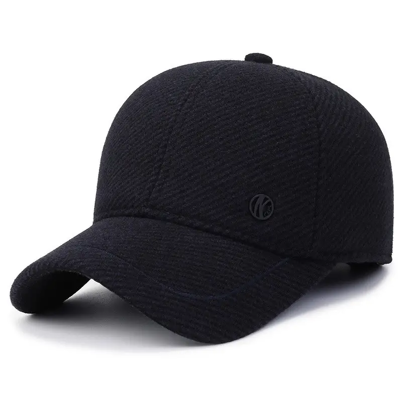 Men's Black Wool Baseball Cap for Winter Warmth - Image 7