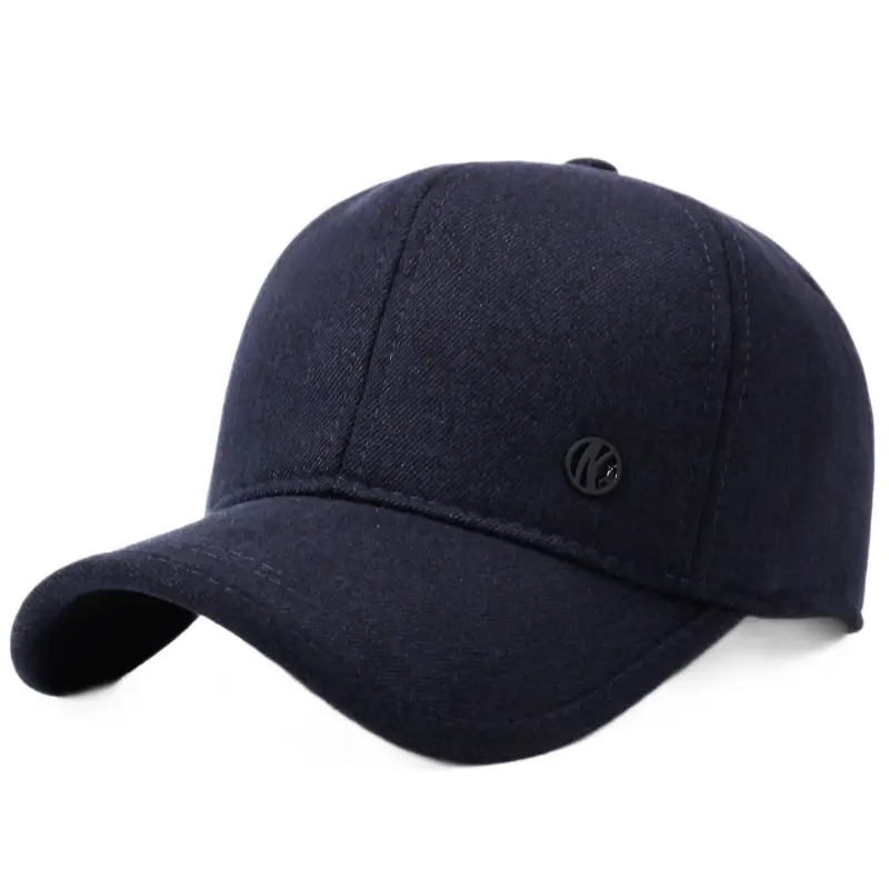 Men's Black Wool Baseball Cap for Winter Warmth - Image 8