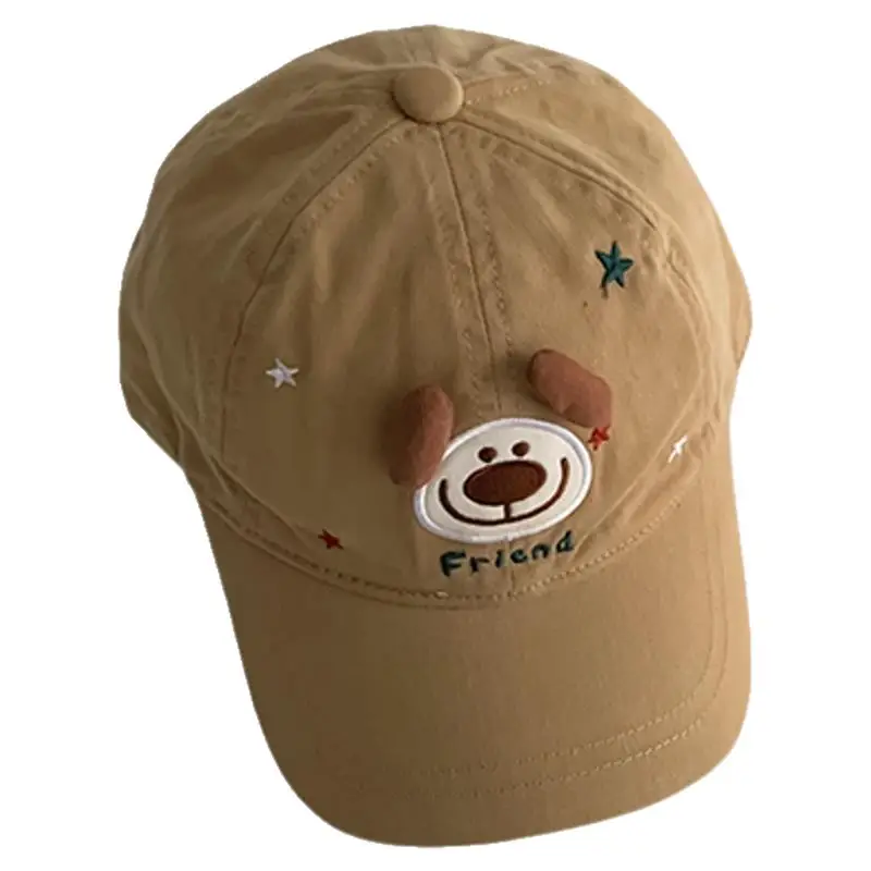 Children's Cartoon Puppy Cap Set Red Blue Brown