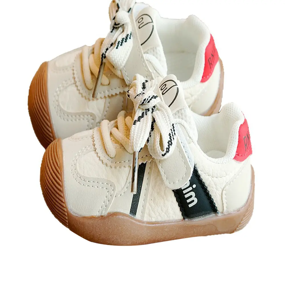 Toddler Shoes White Red Soft Sole 1-2Yrs
