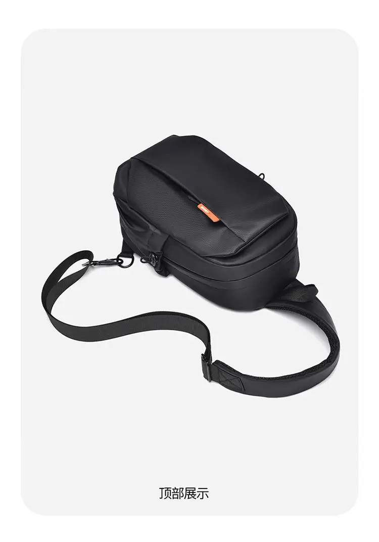 Men's Black Crossbody Bag with Red Zipper & Leather Strap — feature 24