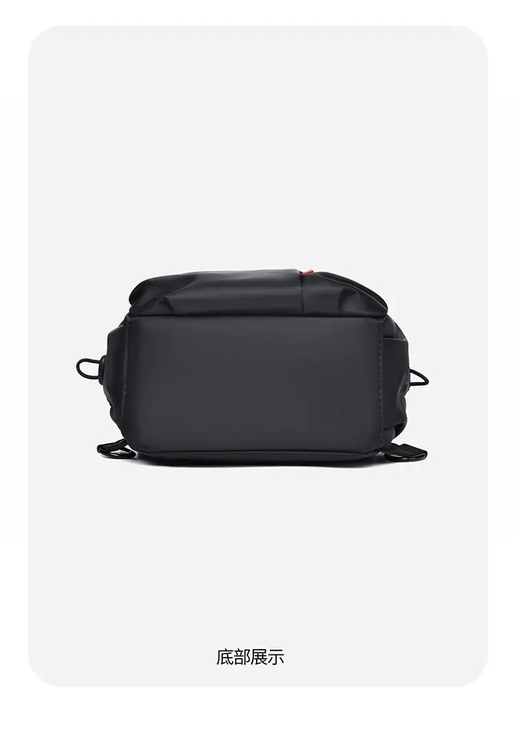 Men's Black Crossbody Bag with Red Zipper & Leather Strap — feature 25