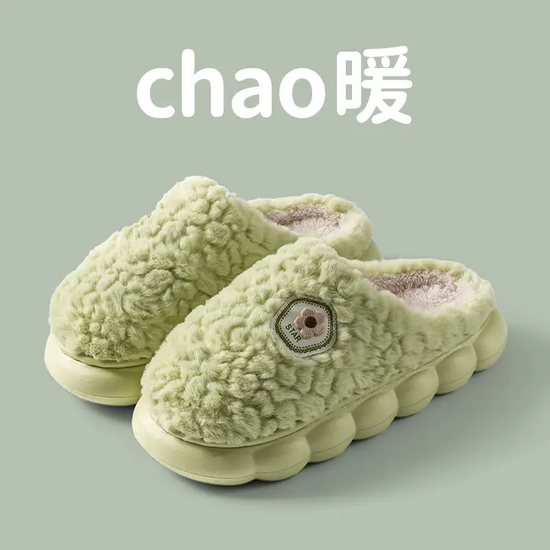 New Thick-Soled Autumn and Winter Home Indoor and Outdoor Women's Furry Warm Slippers Men's Fleece-Lined 2025 Cotton Slippers Wholesale - Image 4