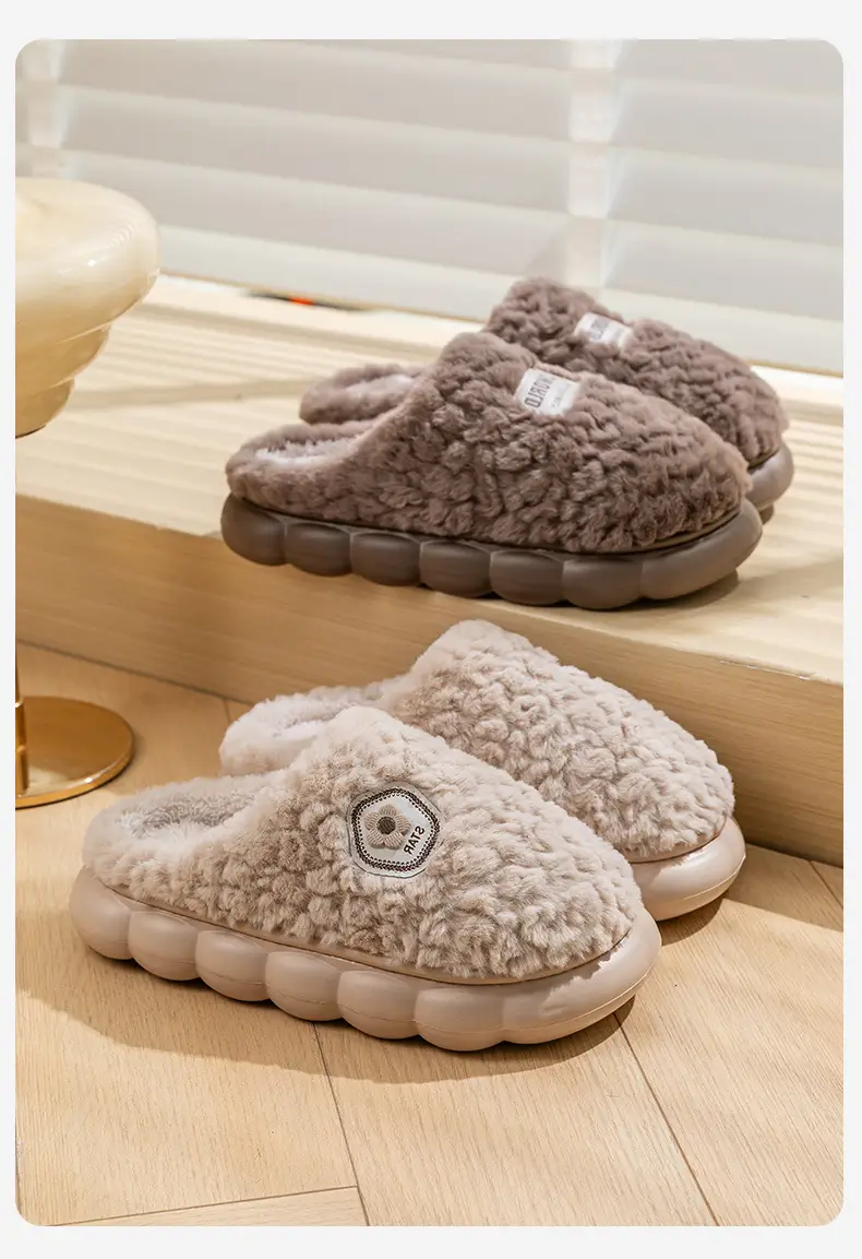 New Thick-Soled Autumn and Winter Home Indoor and Outdoor Women's Furry Warm Slippers Men's Fleece-Lined 2025 Cotton Slippers Wholesale — feature 18
