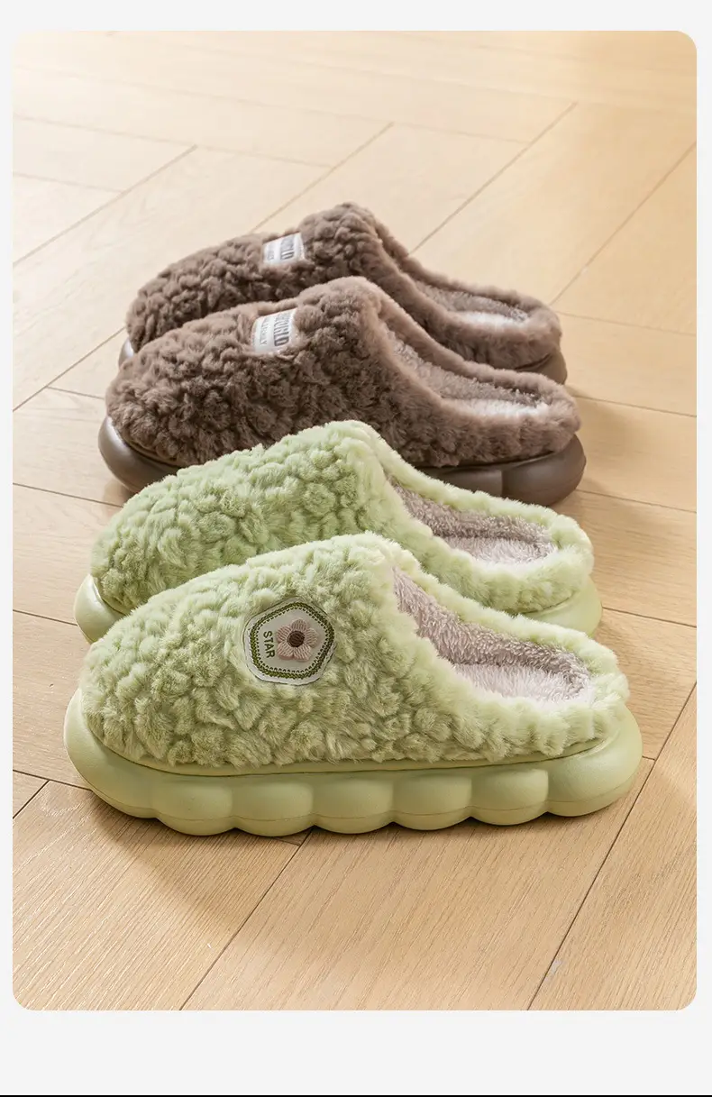 New Thick-Soled Autumn and Winter Home Indoor and Outdoor Women's Furry Warm Slippers Men's Fleece-Lined 2025 Cotton Slippers Wholesale — feature 19