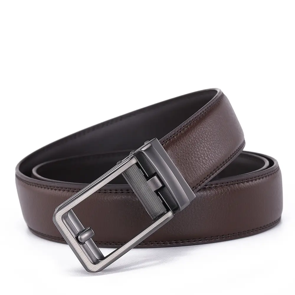 Men's Black Leather Belt with Silver Buckle - Image 4