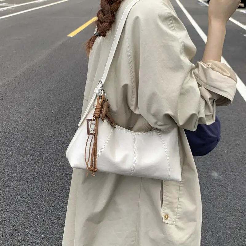 Women's Yellow Leather Crossbody Bag with Tassel - Image 7