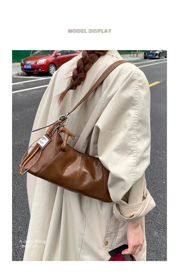 Women's Yellow Leather Crossbody Bag with Tassel — feature 2