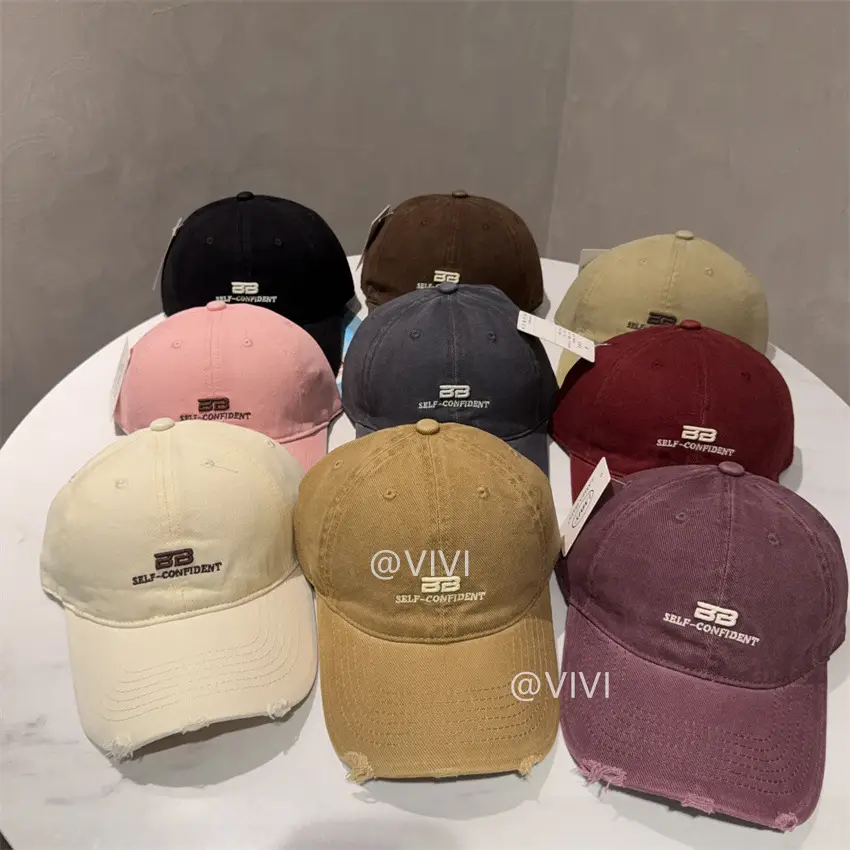 Women Red Embroidered Baseball Cap Wide Brim - Image 12