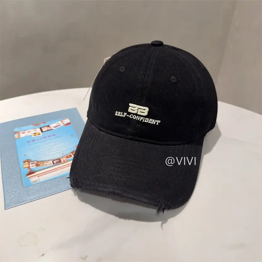 Women Red Embroidered Baseball Cap Wide Brim