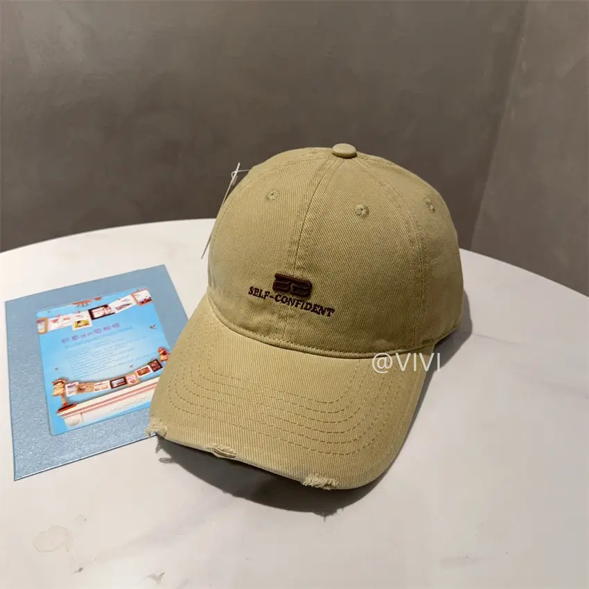 Women Red Embroidered Baseball Cap Wide Brim - Image 3