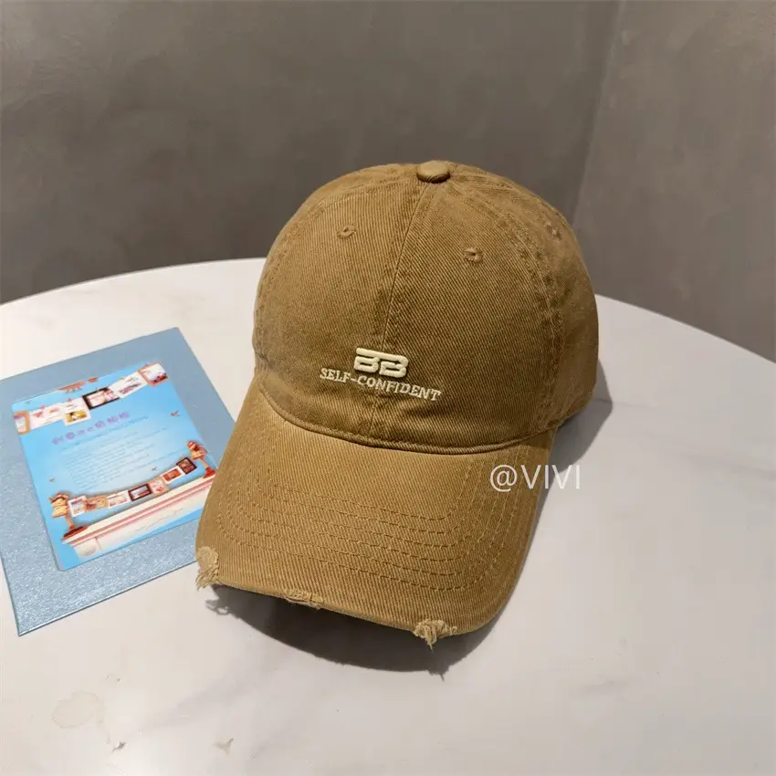Women Red Embroidered Baseball Cap Wide Brim - Image 4