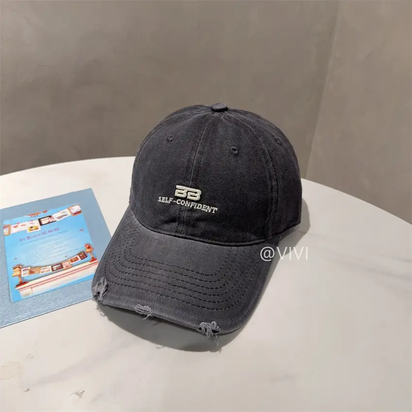 Women Red Embroidered Baseball Cap Wide Brim - Image 6