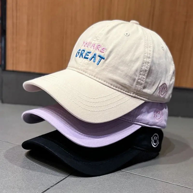 Women's Korean Style Smiley Face Sun Hat White